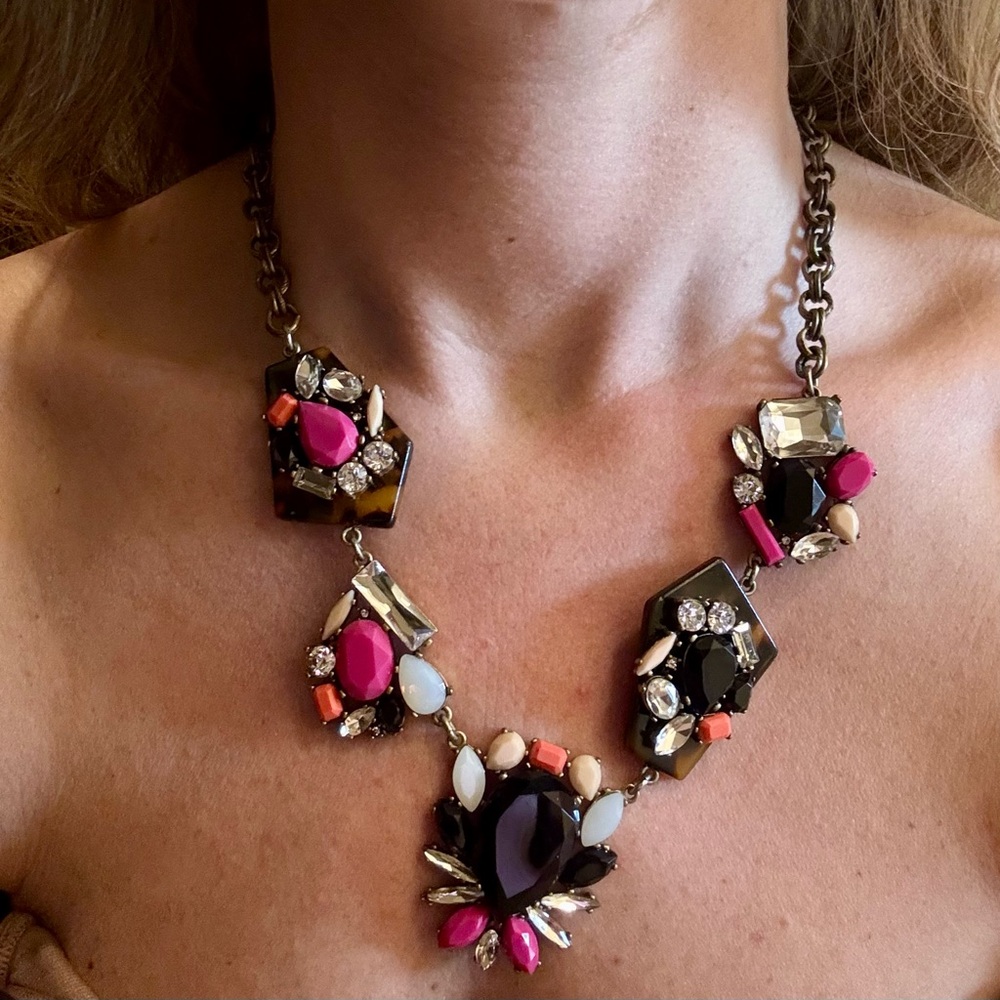 Bold Black and Pink Geometric Necklace